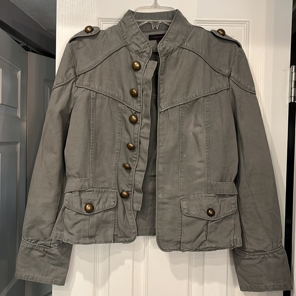 last kiss Jackets & Blazers - Military style ladies jacket. By Last Kiss. Size L Brass button. Gray never worn
